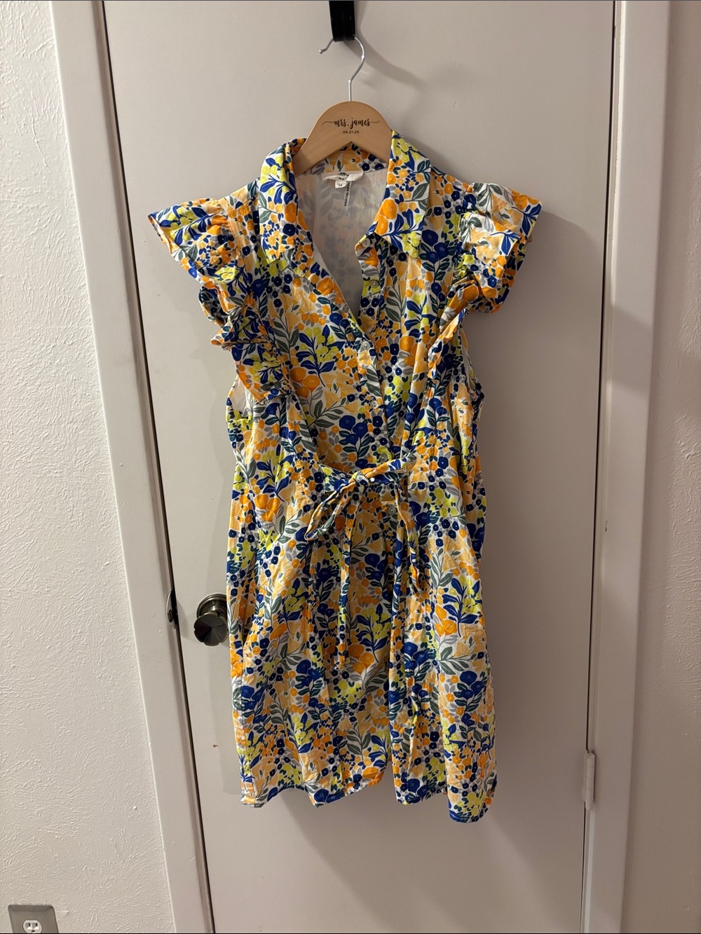 Multicolor button down collared dress